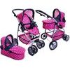 Doris velký sportovní kočárek pro panenky 3v1 - 9662 růžový s puntíkama