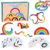 Dřevěné Montessori vzdělávací puzzle barevná duha + úkoly