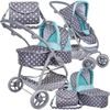 Doris velký sportovní kočárek pro panenky 3v1 - 9662 šedo-mentolový