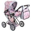 Doris kočárek pro panenky kombinovaný - 9346 světle růžový s kytičkami