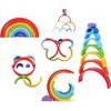 Dřevěné Montessori vzdělávací puzzle barevná duha + úkoly
