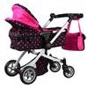 SMONTOVÁNO Kočárek pro panenky 4v1 kombinovaný Alice 4543 černo-růžový
