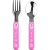 Dětská nerezová lžíce a vidlička Akuku růžová