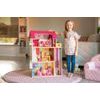 Ecotoys dřevěný domeček pro panenky Malinová s výtahem + 2 panenky