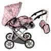 Alice kočárek pro panenky 9346 kombinovaný růžový s kytičkami