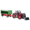 Traktor na dálkové ovládání se zelenou vlečkou Red Farmer 1:28