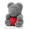 Medvídek z růží šedý s červeným srdcem Rose Bear 40 cm