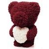 Medvídek z růží bordo s bílým srdcem Rose Bear 60 cm