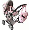 Alice kočárek pro panenky 9346 kombinovaný růžový s kytičkami