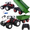 Traktor na dálkové ovládání se zelenou vlečkou Farm Machine 1:24