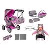 Alice kočárek pro panenky šedo-růžový 9346D + panenka