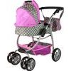 Alice velký sportovní kočárek pro panenky 3v1 - 9662 šedo-růžový