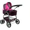 Kočárek pro panenky 2v1 Alice - černý s růžovými puntíky
