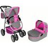 Alice velký sportovní kočárek pro panenky 3v1 - 9662 šedo-růžový