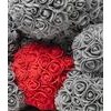 Medvídek z růží šedý s červeným srdcem Rose Bear 25 cm