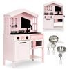 Ecotoys dětská dřevěná kuchyňka s příslušenstvím Domeček - růžová