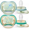 Dětský dudlík 0-6m Phillips Avent air night - zelená 2ks