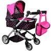 SMONTOVÁNO Kočárek pro panenky 4v1 kombinovaný Alice 4543 černo-růžový