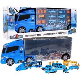 Majlo Toys nákladní auto s autíčky, helikoptérou a skluzavkou Police Truck