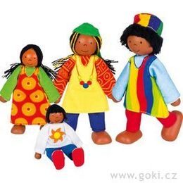 Panenky do domečku - africká rodina, 4 ks