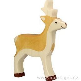 Srnec s parůžky - lesní zvíře ze dřeva