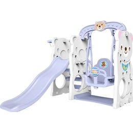 Zahradní skluzavka 3v1 s houpačkou bílá medvídek