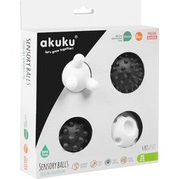 Sada senzorických hraček Akuku balónky 4ks 6 cm černobílé