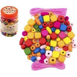 Dřevěné Korálky barevné s gumičkami cca 300ks