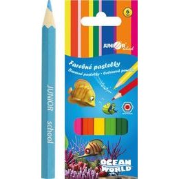 Dřevěné barevné Pastelky - Ocean World trojhranné 12 ks