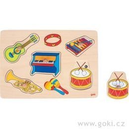 Dřevěné puzzle se zvukem - hudební nástroje, 5 dílů