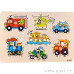 Dřevěné puzzle s úchytkami - dopravní prostředky, 7 dílů