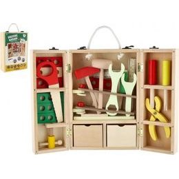 Nářadí s doplňky v dřevěném kufříku