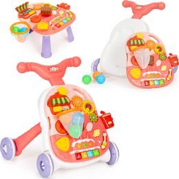 Haunger chodítko 2v1 s hracím stolečkem a košíkovou Active Table - růžové