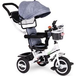 Ecotoys dětská tříkolka s otočným sedadlem šedá - gumová kola