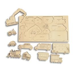 Vše co jezdí - dřevěné edukativní puzzle - ČESKÁ VERZE