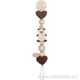 Medvídek a velké srdce - přírodní dřevěná šňůra na dudlíky (Heimess nature)