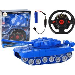 Tank RC na dálkové ovládání se zvuky a světly, světlé modrá