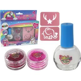 Lak na nehty s třpytkami a šablonami pro dívky