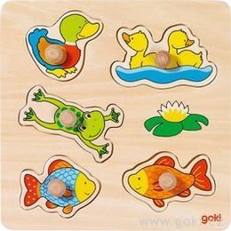 Vkládací dřevěné puzzle - rybník
