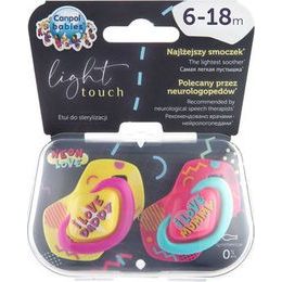 Canpol Babies Canpol Babies 2 ks symetrických silikonových dudlíků, 0-6m, Neon Love Baby, růžovo, žluté