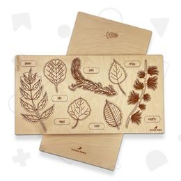 Stromy, listy a plody 2 -- edukačná drevená puzzle 26x49 CM SLOVENSKÁ VERZIA