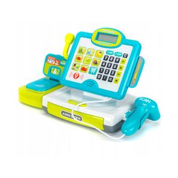 Velká dětská pokladna s košíkem modro-zelená