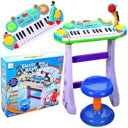 Dětské elektronické klávesy s mikrofonem a židličkou Music Keyboard modré