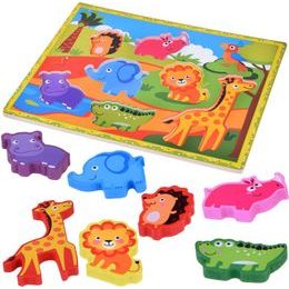 Dřevěné puzzle safari zvířata, 7 dílné