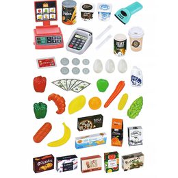 Velký moderní supermarket na kolečkách s doplňky zelený