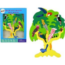 Dřevěné puzzle papoušci na stromě
