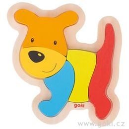 Dřevěné puzzle pejsek, 5 dílů