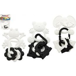 Kousátka zvířátka + přívěsky - černobílé - mix 3 druhy