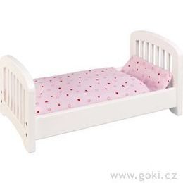 Bílá dřevěná postýlka s příčkami pro velké panenky
