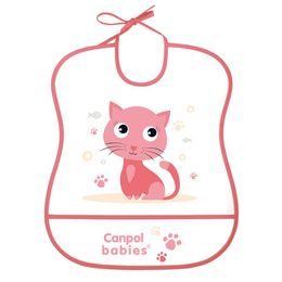 CANPOL babies Plastový bryndák měkký CUTE ANIMALS růžová kočka
